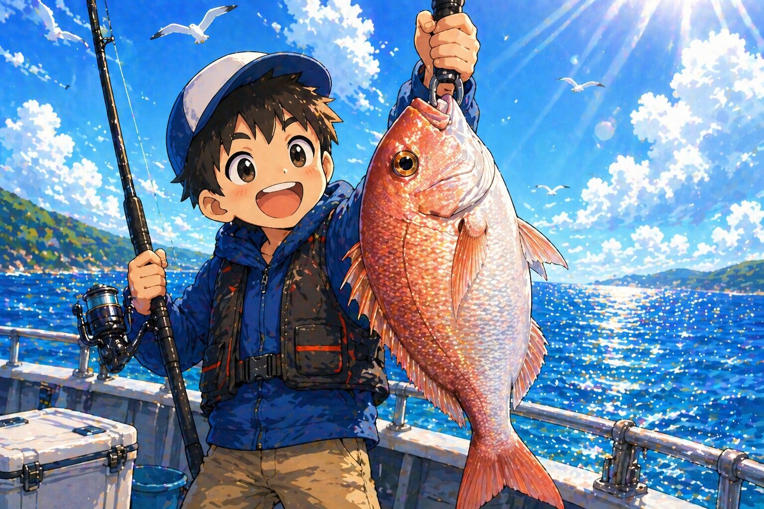 釣り船で釣りを楽しむ初心者