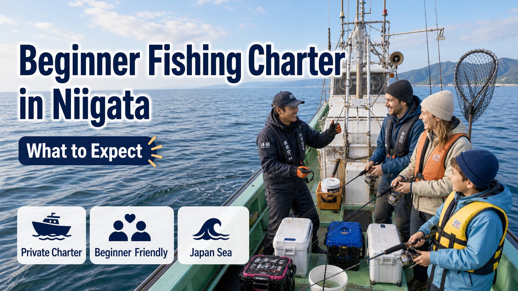 Beginner-friendly private fishing charter in Niigata on a local Japan Sea boat