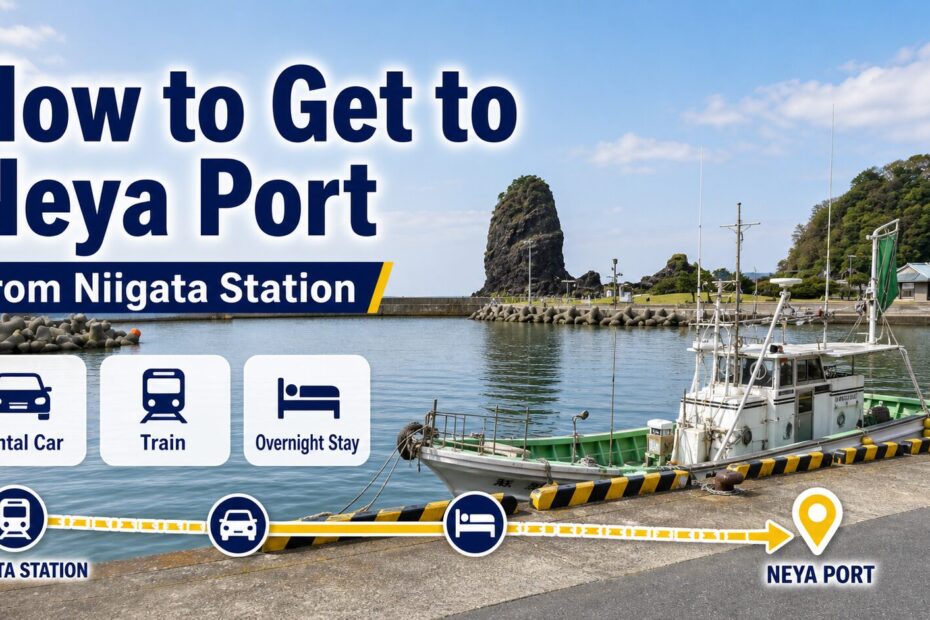 How to get to Neya Port from Niigata Station with local harbor and fishing boat